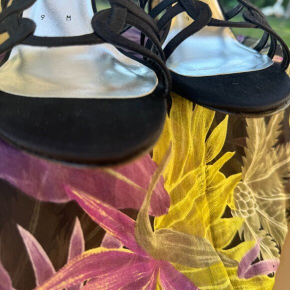 NEW Stuart Weitzman Black Satin Strappy Sandals 9M - Picture 7 of 7
